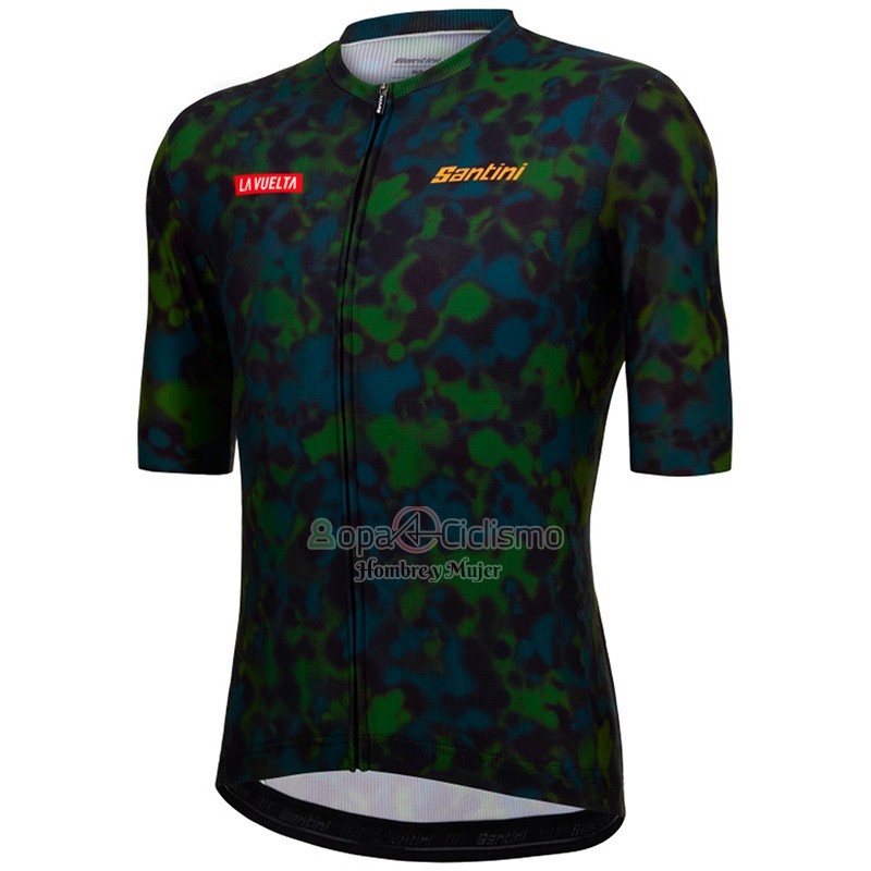 Vuelta Espana Ropa Ciclismo Culotte Corto 2022 Hombre Mangas Cortas Negro Verde